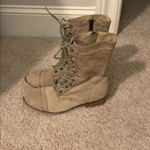 Beige combat boots